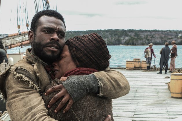 Lyriq Bent as Chekura and Aunjanae Ellis as Aminata Diallo in ‘The Book of Negroes’ (Entertainment One/BET)