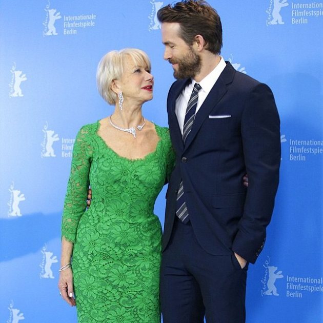 Helen Mirren and Ryan Reynolds appeared together on February 9, 2015 in Berlin, Germany at the 65th Berlinale International Film Festival. Ryan’s wife, Blake Lively, captioned the photo, which she shared on Instagram on April 3, 2015, ‘Should I be concerned that my husband’s never looked at me this way?… #WhereAreThoseEyesWanderingReynolds #HelenMirrenIStheSexiestWomanAlive #WomanInGold’ (Instagram)