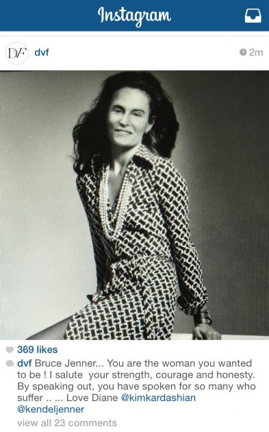 Bruce Jenner’s face in an Instagram photo over Diane von Furstenberg’s body