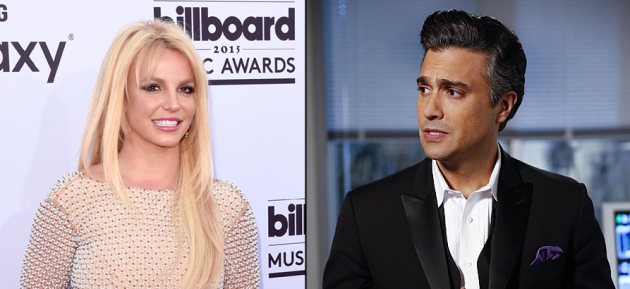 Britney Spears on the red carpet; Jaime Camil (as Rogelio in ‘Jane The Virgin’) (Getty/The CW)