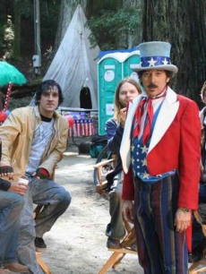 The cast including Paul Reubens, on set