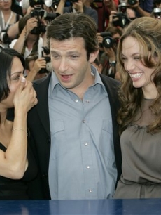 Angelina poses with co-stars Archie Panjabi and Dan Futterman
