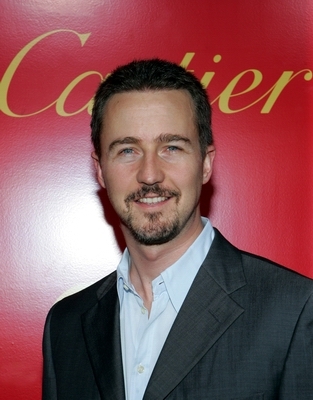 Edward Norton arrives at the cocktail party