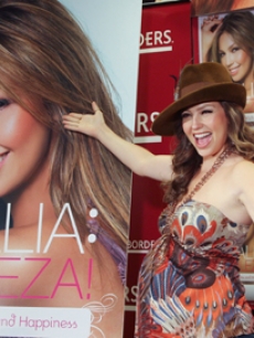 Pregnant latin singing star Thalia unveils her new book in New York