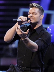 Ricky Martin sings on stage