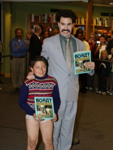 Sacha Baron Cohen with a young Borat look-a-like fan in LA!