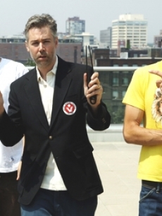 The Beastie Boys pose for a photograph in Toronto