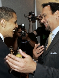 Barack Obama meets Jimmy Smits in Chicago, IL