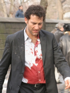 Clive Owen on the set of 'The International' in New York