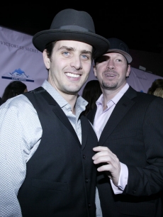 Joey McIntyre and Donnie Wahlberg at the Victoria's Secret Super Bowl party
