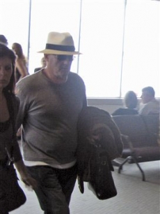 Kim Ledger, father of Heath Ledger arrive at the airport of their hometown in Perth, Australia