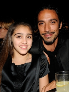 Lourdes and her father Carlos Leon inside the Gucci party