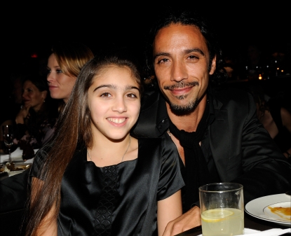 Lourdes and her father Carlos Leon inside the Gucci party