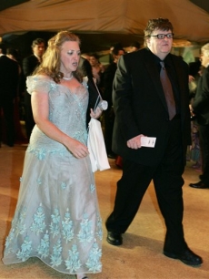 Michael Moore and his wife, Kathleen Glynn, at the Governors Ball