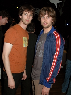 Jon Heder with his twin brother, Daniel in Hollywood, October 17, 2006