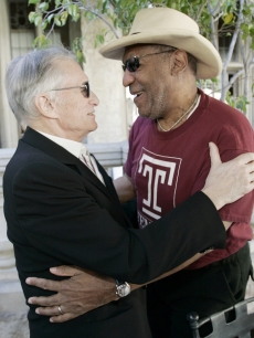 Hugh Hefner and Bill Cosby talk about the upcoming Playboy Jazz Festival at Hefner's mansion