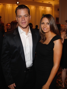 Parents-to-be Matt Damon and wife Luciana at the Empire awards in London