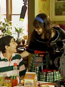 American Ferrera and Mark Indelicato on the 'Ugly Betty' set
