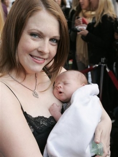 Melissa Joan Hart and her son Braydon at A Pea in a Pod Party in Beverly Hills