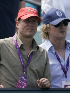 Woody Harrelson and Owen Wilson check out a tennis tournament in Key Biscayne, FL