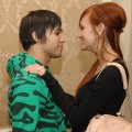Pete Wentz and Ashlee Simpson, wearing her engagment ring, at the Ritz in NY