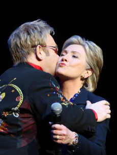 Elton John joins Hillary Clinton onstage at Radio City Music Hall in New York