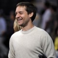 Tobey Maguire arrives to see the Lakers play the Utah Jazz in their playoff series