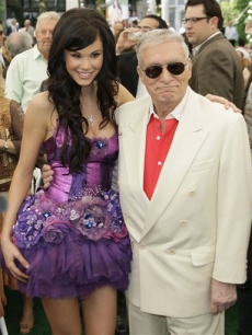 Hugh Hefner and 2008 Playmate of the Year Jayde Nicole, at the Playboy Mansion 
