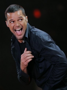 Ricky Martin dances during a concert in Mexico City