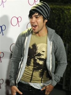 Pete Wentz arrives at a party to celebrate the launch of the new Op advertising campaign