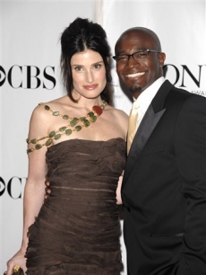 Idina Menzel and her husband Taye Diggs arrives at the 62nd Annual Tony Awards 