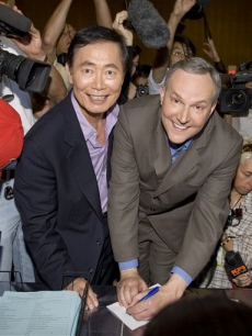 George Takei and Brad Altman are the first to get their marriage license on June 17, 2008 