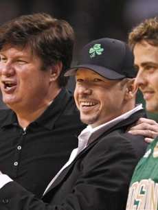 New Kids Donnie Wahlberg and Joe McIntyre at Game 6 of the NBA basketball finals