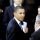 Barack Obama attends the funeral of Tim Russert