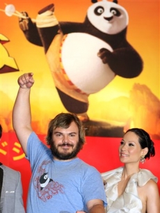 Lucy Liu and Jack Black in Tokyo for ‘Kung Fu Panda’