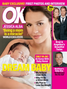 Jessica Alba poses for the cover of OK! magazine 