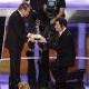 Jimmy Kimmel presents Regis Philbin with the Lifetime Achievement Award at the Daytime Emmys