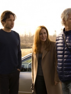 David Duchovny, Gillian Anderson and director Chris Carter on the set of ‘The X-Files: I Want to Believe’