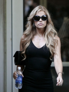 Denise Richards at a hearing on post-divorce child custody in LA