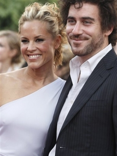 The newly engaged Maria Bello and Bryn Mooser 