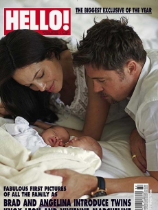 The first photo of the Jolie-Pitt twins, Knox Leon and Vivienne Marcheline, on the cover of ‘Hello!’