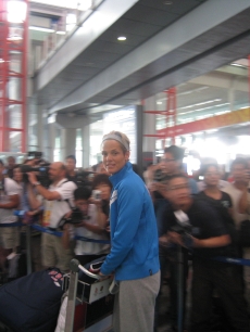 Dara Torres arrives at the Beijing airport