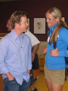 Billy shares a laugh with Jennie Finch