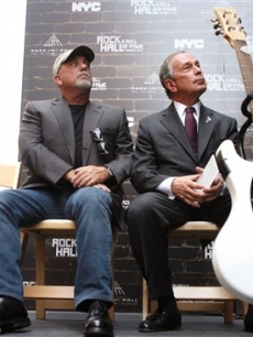 Billy Joel and Mayor Michael Bloomberg announce the opening of the Rock and Roll Hall of Fame Annex in the Soho section of New York