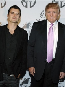 Orlando Bloom and Donald Trump at a party for The Trump International Hotel & Tower Dubai