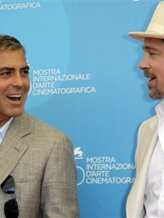 George Clooney and Brad Pitt at the Venice Film Festival for ‘Burn After Reading’