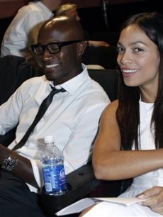 Actress Rosario Dawson, right, and actor Taye Diggs pose together before a performance of “The People Speak” at the Starz Green Room in Denver, Wednesday, Aug. 27, 2008