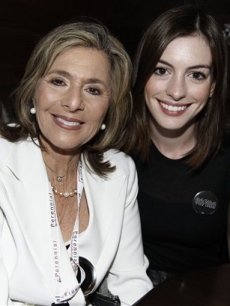 Actress Anne Hathaway, right, and Sen. Barbara Boxer, D-Calif. pose together at the 2008 Creative Coalition Spotlight Initiative Award reception in Denver, Wednesday, Aug. 27, 2008