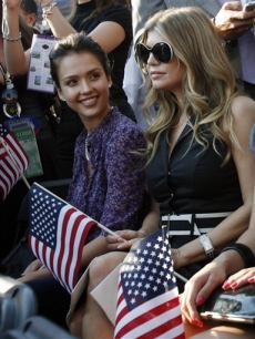 albaFergie and Jessica Alba supporting Obama at the DNC at Invesco Field in Denver