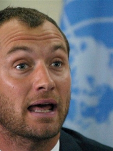 Jude Law speaks in Kabul, Afghanistan, for the upcoming Peace Day on Sept. 21